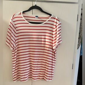 Old Navy Red and White Striped Short Sleeve Tee